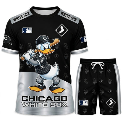 Cartoon Duck Baseball Fan T-Shirt And Shorts Set — Sport Outfit Combo | 30 Teams Available