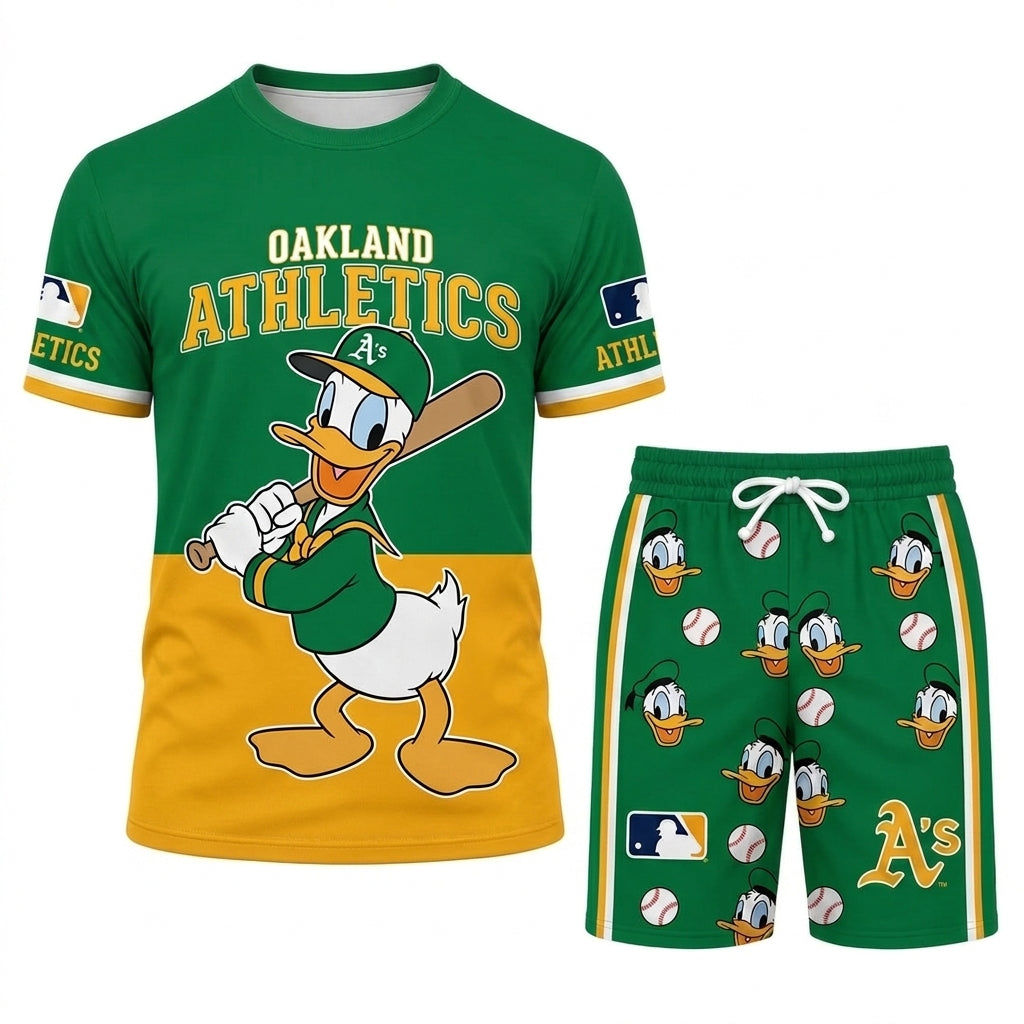 Cartoon Duck Baseball Fan T-Shirt And Shorts Set — Sport Outfit Combo | 30 Teams Available