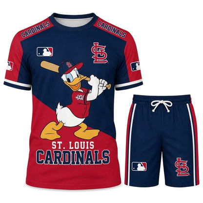 Cartoon Duck Baseball Fan T-Shirt And Shorts Set — Sport Outfit Combo | 30 Teams Available