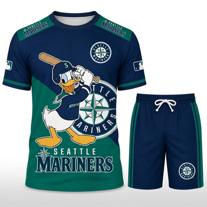 Cartoon Duck Baseball Fan T-Shirt And Shorts Set — Sport Outfit Combo | 30 Teams Available