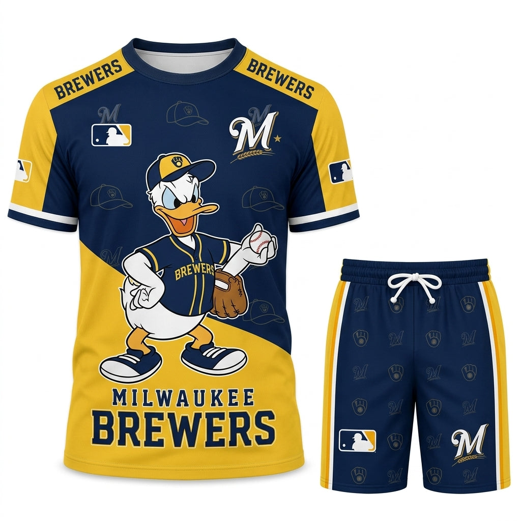 Cartoon Duck Baseball Fan T-Shirt And Shorts Set — Sport Outfit Combo | 30 Teams Available