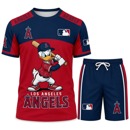 Cartoon Duck Baseball Fan T-Shirt And Shorts Set — Sport Outfit Combo | 30 Teams Available