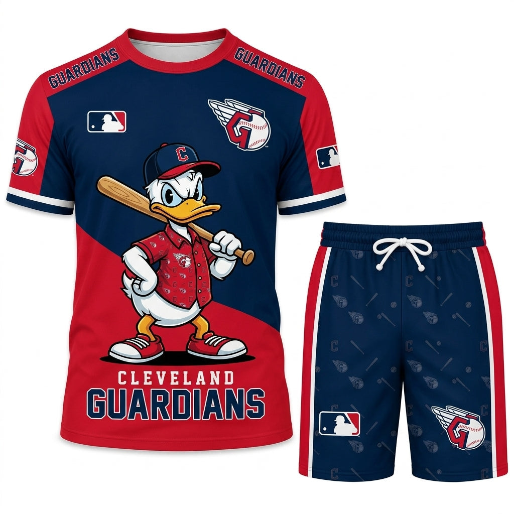 Cartoon Duck Baseball Fan T-Shirt And Shorts Set — Sport Outfit Combo | 30 Teams Available