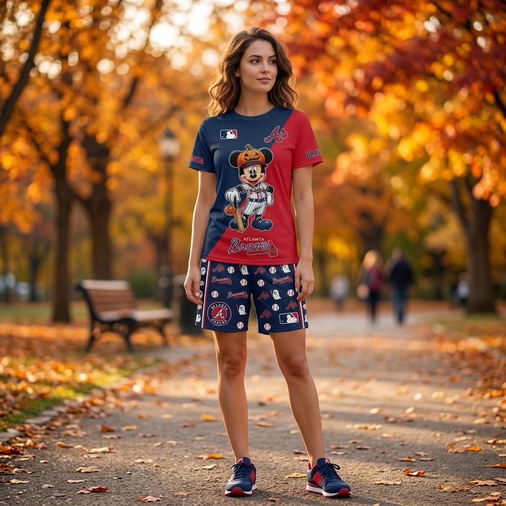 Halloween Baseball Fan T-Shirt And Shorts Set — Cartoon Mouse Sport Outfit | 30 Teams Available