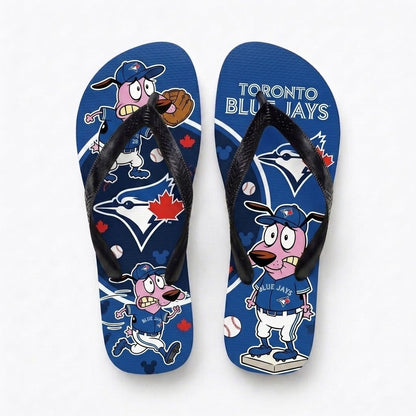 Cartoon Pink Dog Baseball Flip Flops — Sport Fan Sandals | 30 Teams Available - Custom Fan Apparel Image 10
