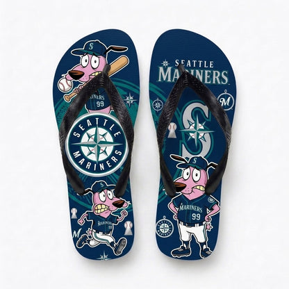 Cartoon Pink Dog Baseball Flip Flops — Sport Fan Sandals | 30 Teams Available - Custom Fan Apparel Image 17
