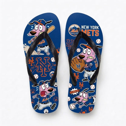 Cartoon Pink Dog Baseball Flip Flops — Sport Fan Sandals | 30 Teams Available - Custom Fan Apparel Image 20