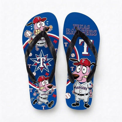 Cartoon Pink Dog Baseball Flip Flops — Sport Fan Sandals | 30 Teams Available - Custom Fan Apparel Image 18