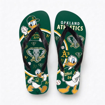 Cartoon Duck Baseball Flip Flops — Sport Fan Sandals | 30 Teams Available - Custom Fan Apparel Image 4