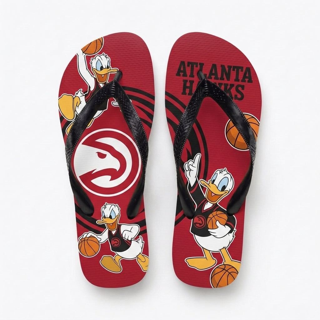 Cartoon Duck Basketball Flip Flops — Sport Fan Sandals | 30 Teams Available - Custom Fan Apparel Image 11