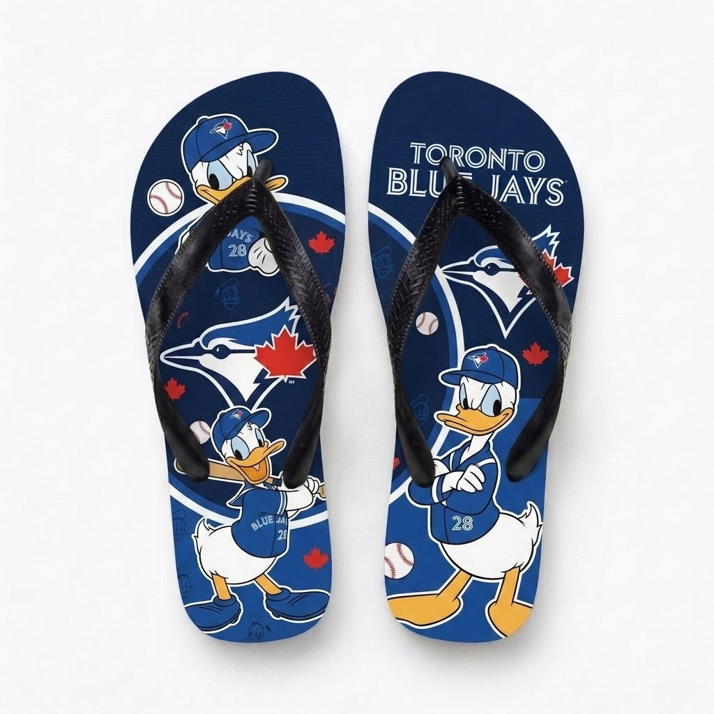 Cartoon Duck Baseball Flip Flops — Sport Fan Sandals | 30 Teams Available - Custom Fan Apparel Image 10
