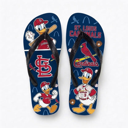 Cartoon Duck Baseball Flip Flops — Sport Fan Sandals | 30 Teams Available