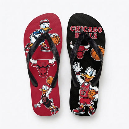 Cartoon Duck Basketball Flip Flops — Sport Fan Sandals | 30 Teams Available - Custom Fan Apparel Image 7