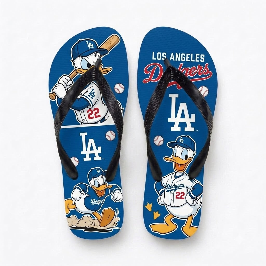 Cartoon Duck Baseball Flip Flops — Sport Fan Sandals | 30 Teams Available - Custom Fan Apparel Image 6