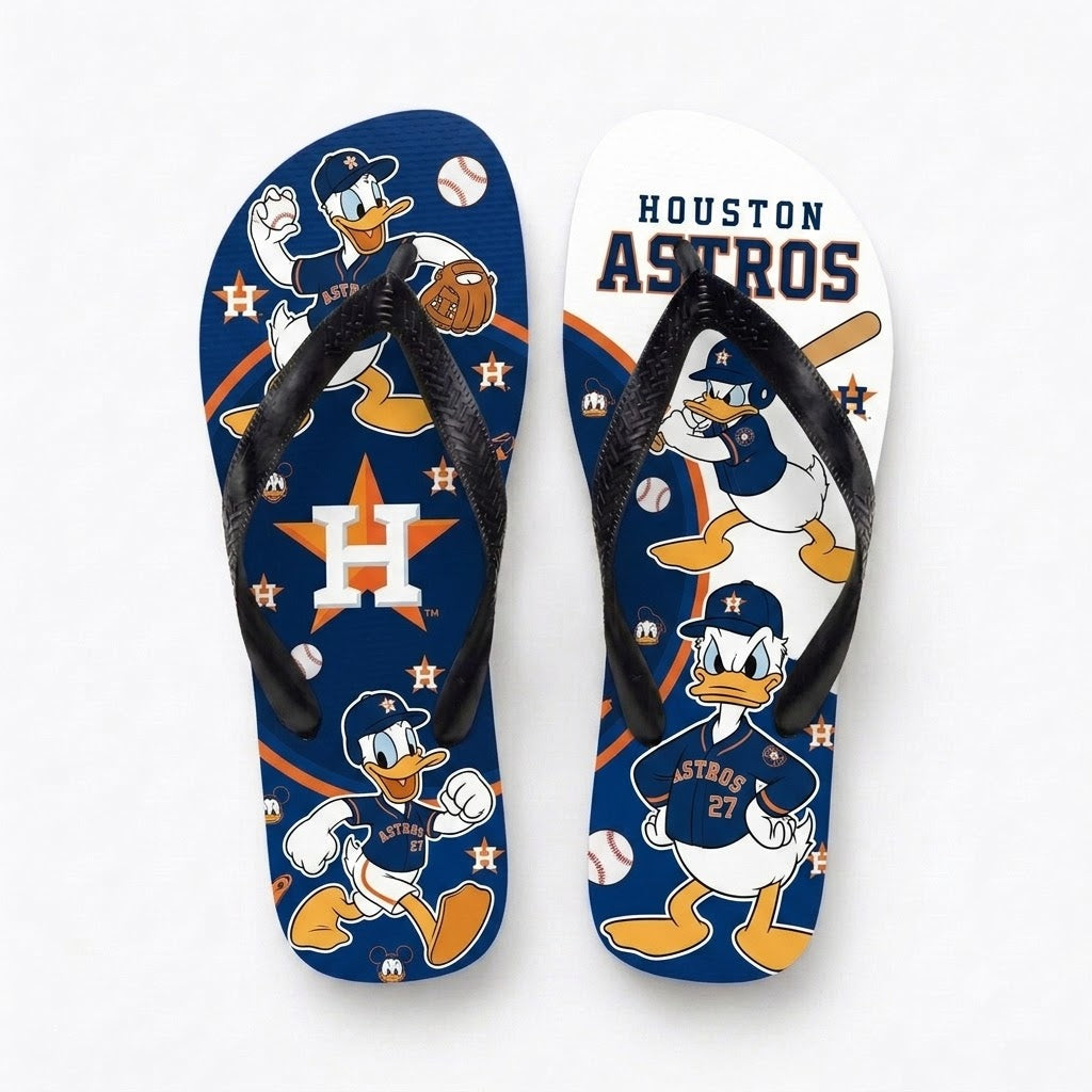 Cartoon Duck Baseball Flip Flops — Sport Fan Sandals | 30 Teams Available - Custom Fan Apparel Image 15