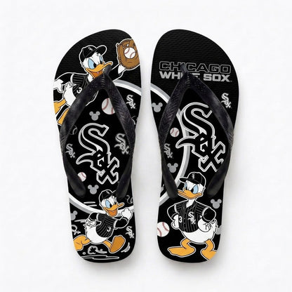 Cartoon Duck Baseball Flip Flops — Sport Fan Sandals | 30 Teams Available - Custom Fan Apparel Image 3