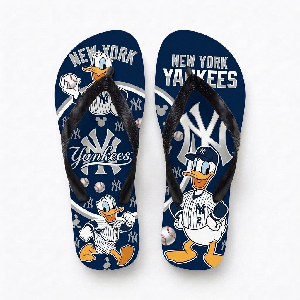 Cartoon Duck Baseball Flip Flops — Sport Fan Sandals | 30 Teams Available - Custom Fan Apparel Image 5
