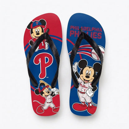 Cartoon Mouse Baseball Flip Flops — Sport Fan Sandals | 30 Teams Available