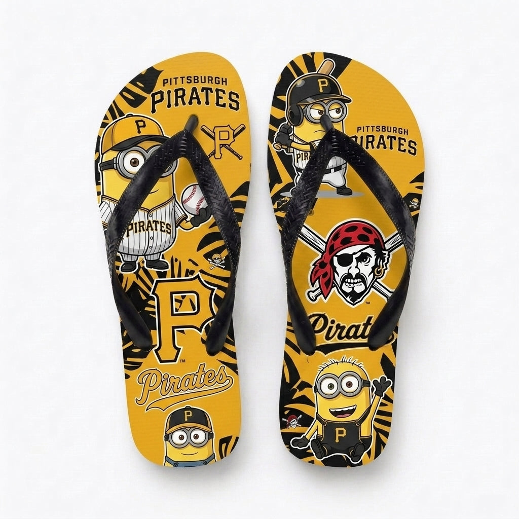 Cartoon Yellow Character Baseball Flip Flops — Sport Fan Sandals | 30 Teams Available