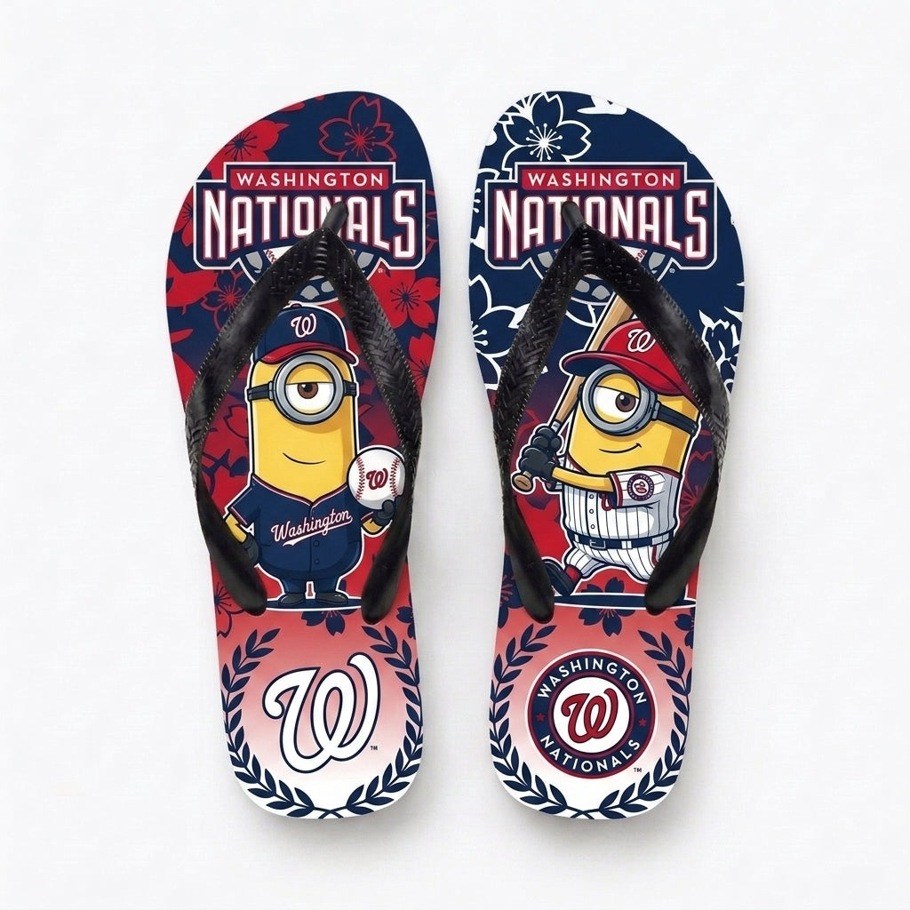 Cartoon Yellow Character Baseball Flip Flops — Sport Fan Sandals | 30 Teams Available