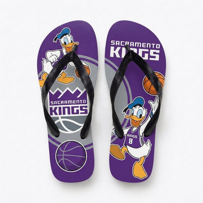 Cartoon Duck Basketball Flip Flops — Sport Fan Sandals | 30 Teams Available