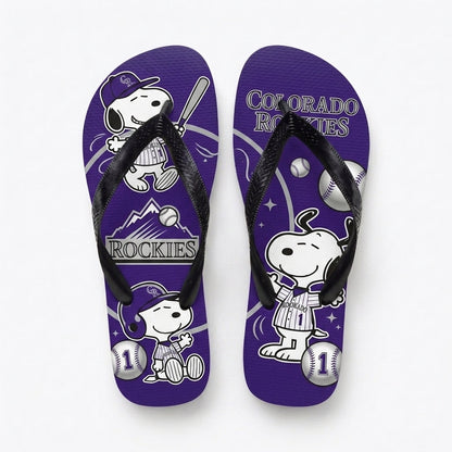 Cartoon Beagle Baseball Flip Flops — Sport Fan Sandals | 30 Teams Available