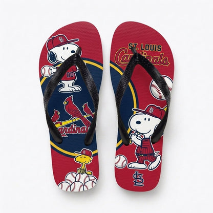 Cartoon Beagle Baseball Flip Flops — Sport Fan Sandals | 30 Teams Available