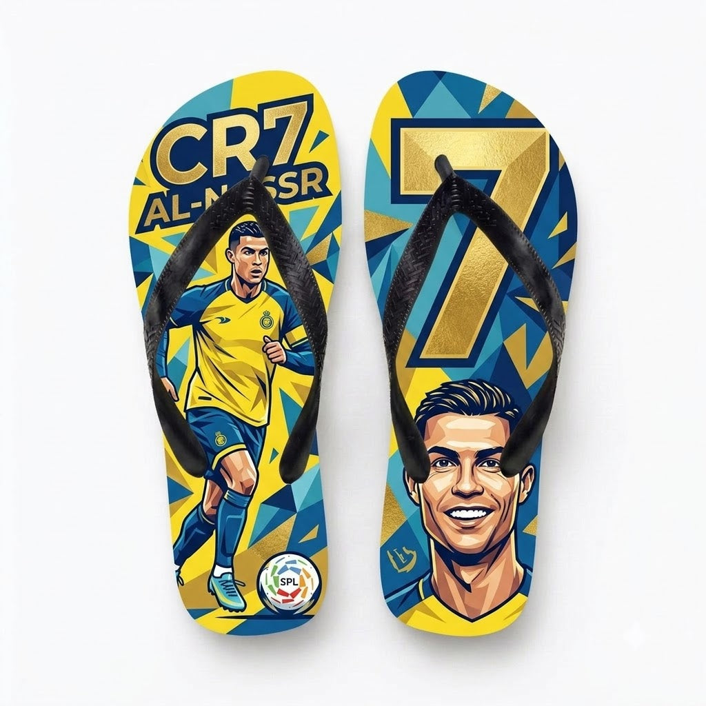 Portugal No.7 Football Legend Flip Flops — Special Edition Summer Beach Soccer Fan Sandals - Custom Fan Apparel Image 3