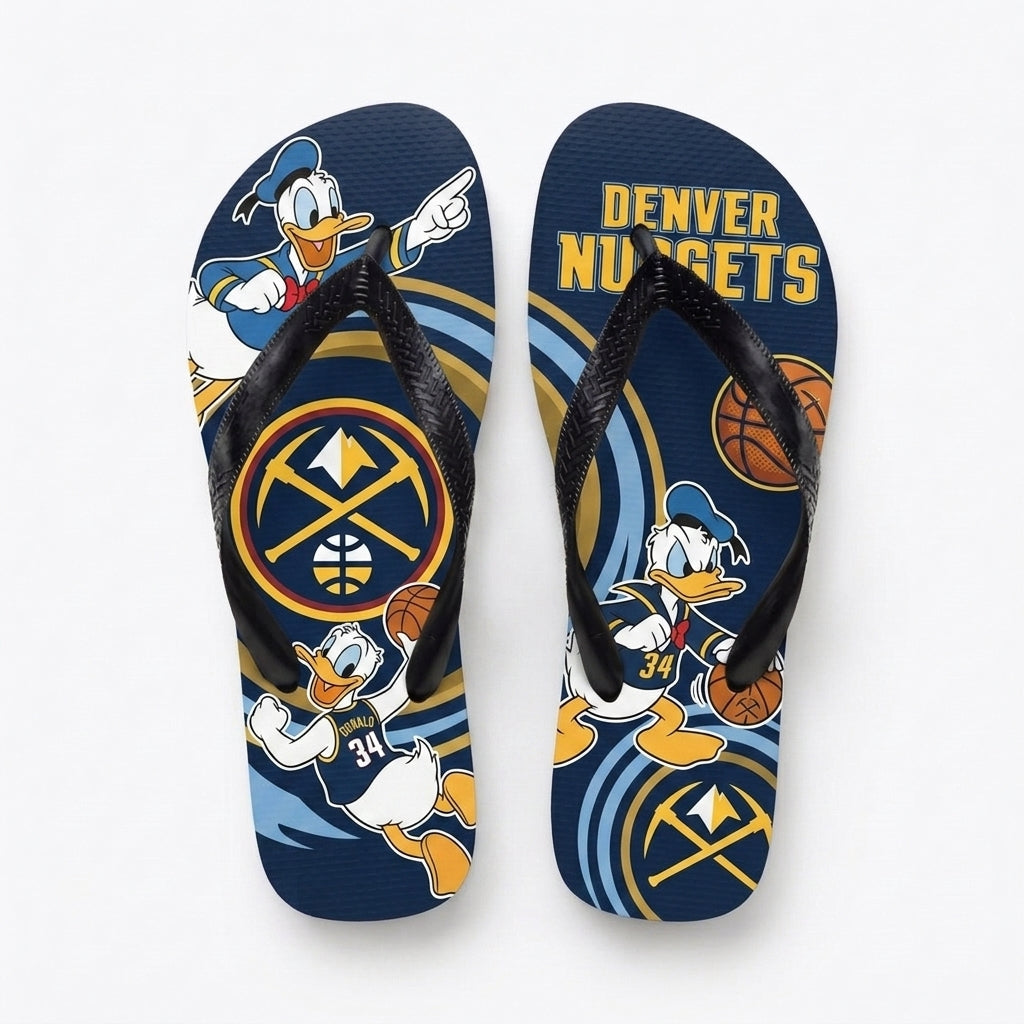 Cartoon Duck Basketball Flip Flops — Sport Fan Sandals | 30 Teams Available - Custom Fan Apparel Image 16