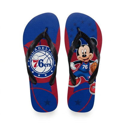 Cartoon Mouse Basketball Flip Flops — Sport Fan Sandals | 30 Teams Available - Custom Fan Apparel Image 5