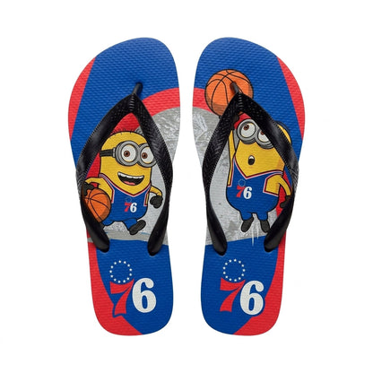 Cartoon Yellow Character Basketball Flip Flops — Sport Fan Sandals | 30 Teams Available - Custom Fan Apparel Image 4