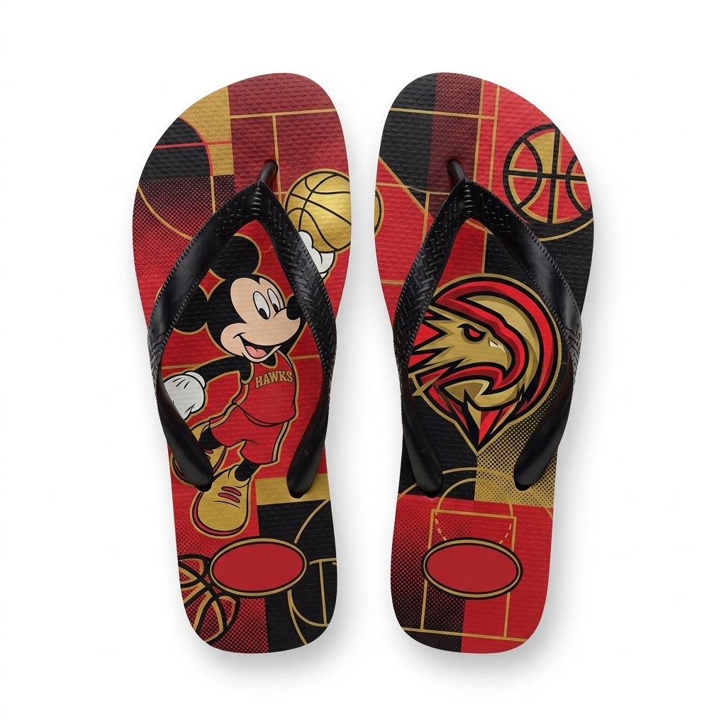 Cartoon Mouse Basketball Flip Flops — Sport Fan Sandals | 30 Teams Available - Custom Fan Apparel Image 11