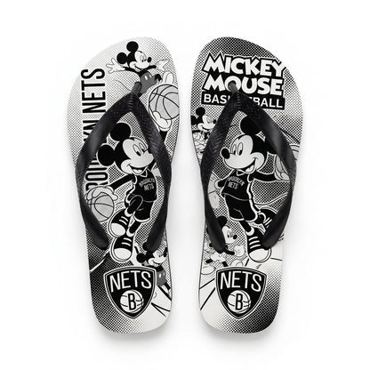 Cartoon Mouse Basketball Flip Flops — Sport Fan Sandals | 30 Teams Available - Custom Fan Apparel Image 3