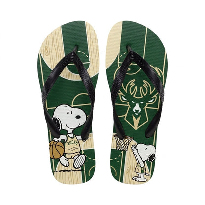 Cartoon Beagle Basketball Flip Flops — Sport Fan Sandals | 30 Teams Available - Custom Fan Apparel Image 10