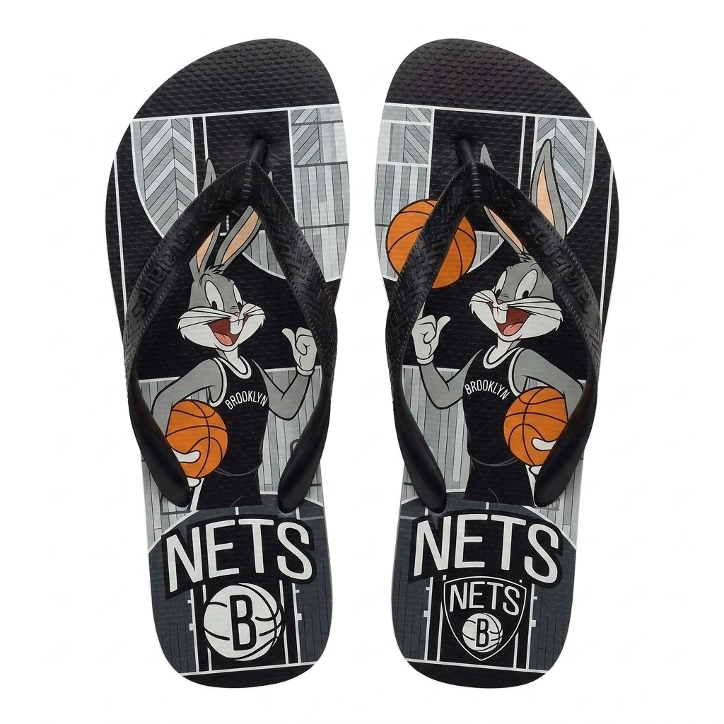 Cartoon Beagle Basketball Flip Flops — Sport Fan Sandals | 30 Teams Available - Custom Fan Apparel Image 2