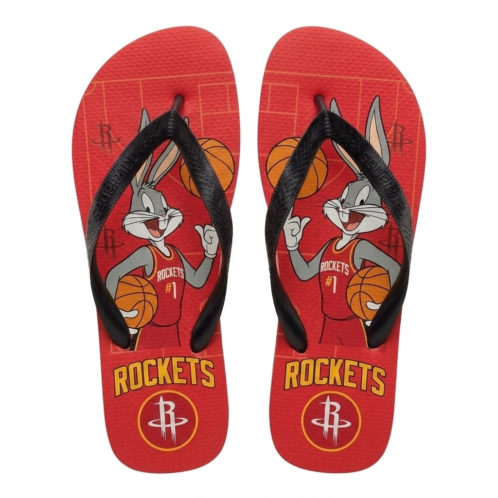 Cartoon Beagle Basketball Flip Flops — Sport Fan Sandals | 30 Teams Available