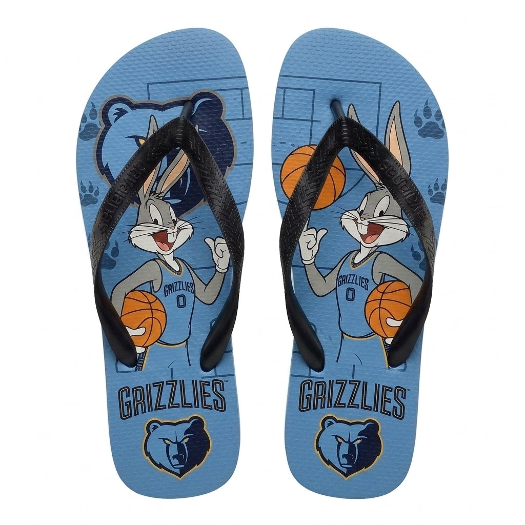 Cartoon Beagle Basketball Flip Flops — Sport Fan Sandals | 30 Teams Available