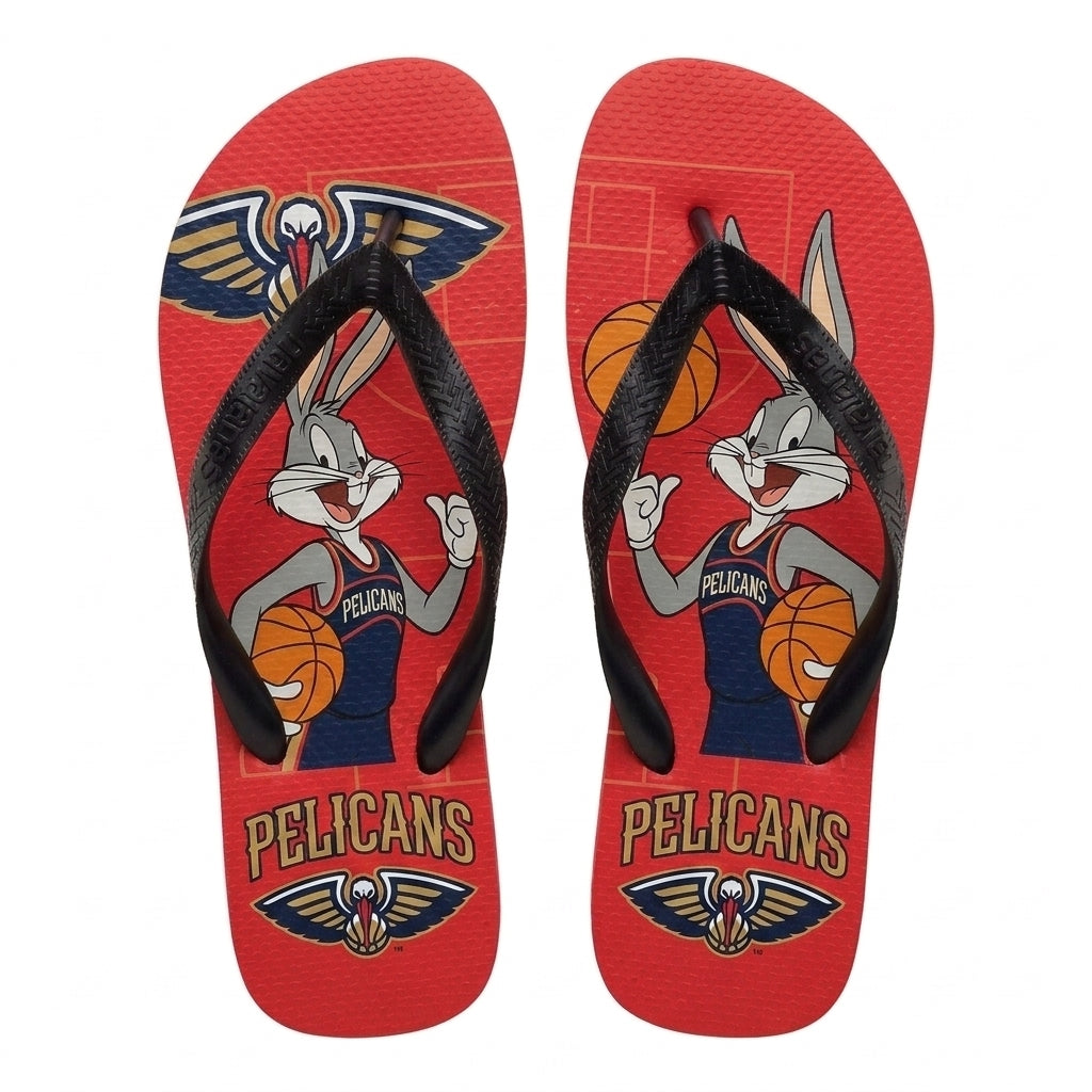 Cartoon Beagle Basketball Flip Flops — Sport Fan Sandals | 30 Teams Available