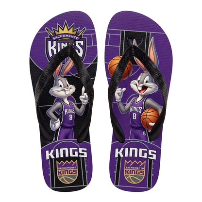 Cartoon Beagle Basketball Flip Flops — Sport Fan Sandals | 30 Teams Available