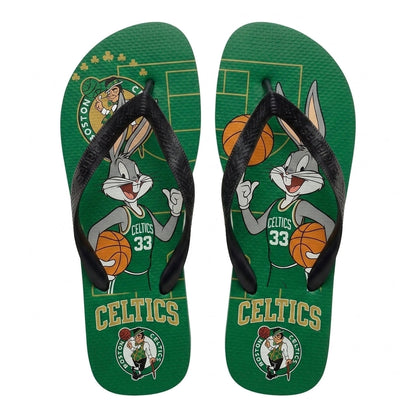Cartoon Beagle Basketball Flip Flops — Sport Fan Sandals | 30 Teams Available - Custom Fan Apparel Image 1
