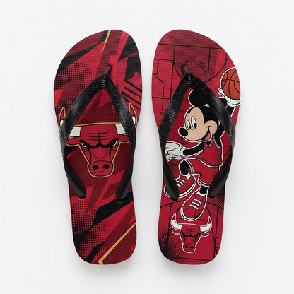 Cartoon Mouse Basketball Flip Flops — Sport Fan Sandals | 30 Teams Available - Custom Fan Apparel Image 1