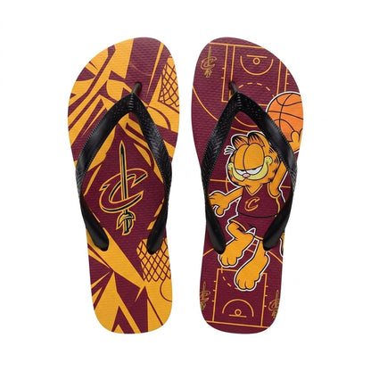 Cartoon Orange Cat Basketball Flip Flops — Sport Fan Sandals | 30 Teams Available - Custom Fan Apparel Image 7