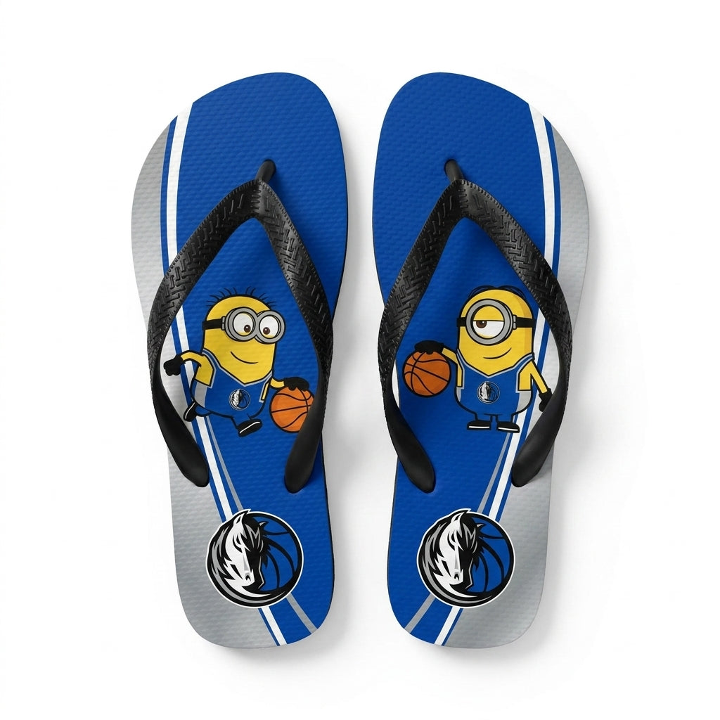 Cartoon Yellow Character Basketball Flip Flops — Sport Fan Sandals | 30 Teams Available