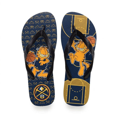 Cartoon Orange Cat Basketball Flip Flops — Sport Fan Sandals | 30 Teams Available - Custom Fan Apparel Image 16