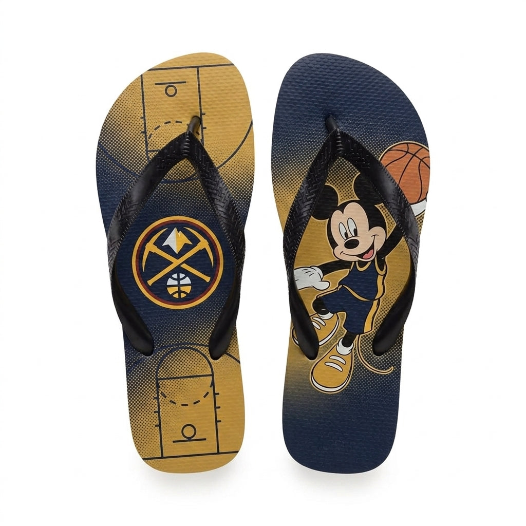 Cartoon Mouse Basketball Flip Flops — Sport Fan Sandals | 30 Teams Available - Custom Fan Apparel Image 16