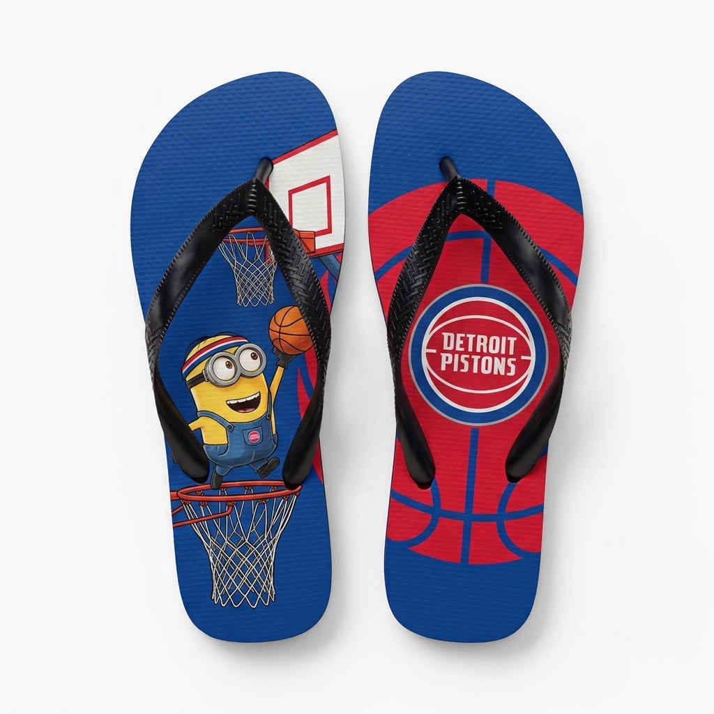 Cartoon Yellow Character Basketball Flip Flops — Sport Fan Sandals | 30 Teams Available - Custom Fan Apparel Image 8