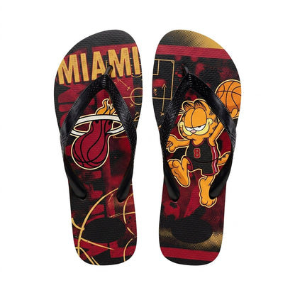 Cartoon Orange Cat Basketball Flip Flops — Sport Fan Sandals | 30 Teams Available - Custom Fan Apparel Image 13