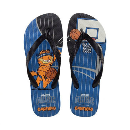 Cartoon Orange Cat Basketball Flip Flops — Sport Fan Sandals | 30 Teams Available - Custom Fan Apparel Image 14