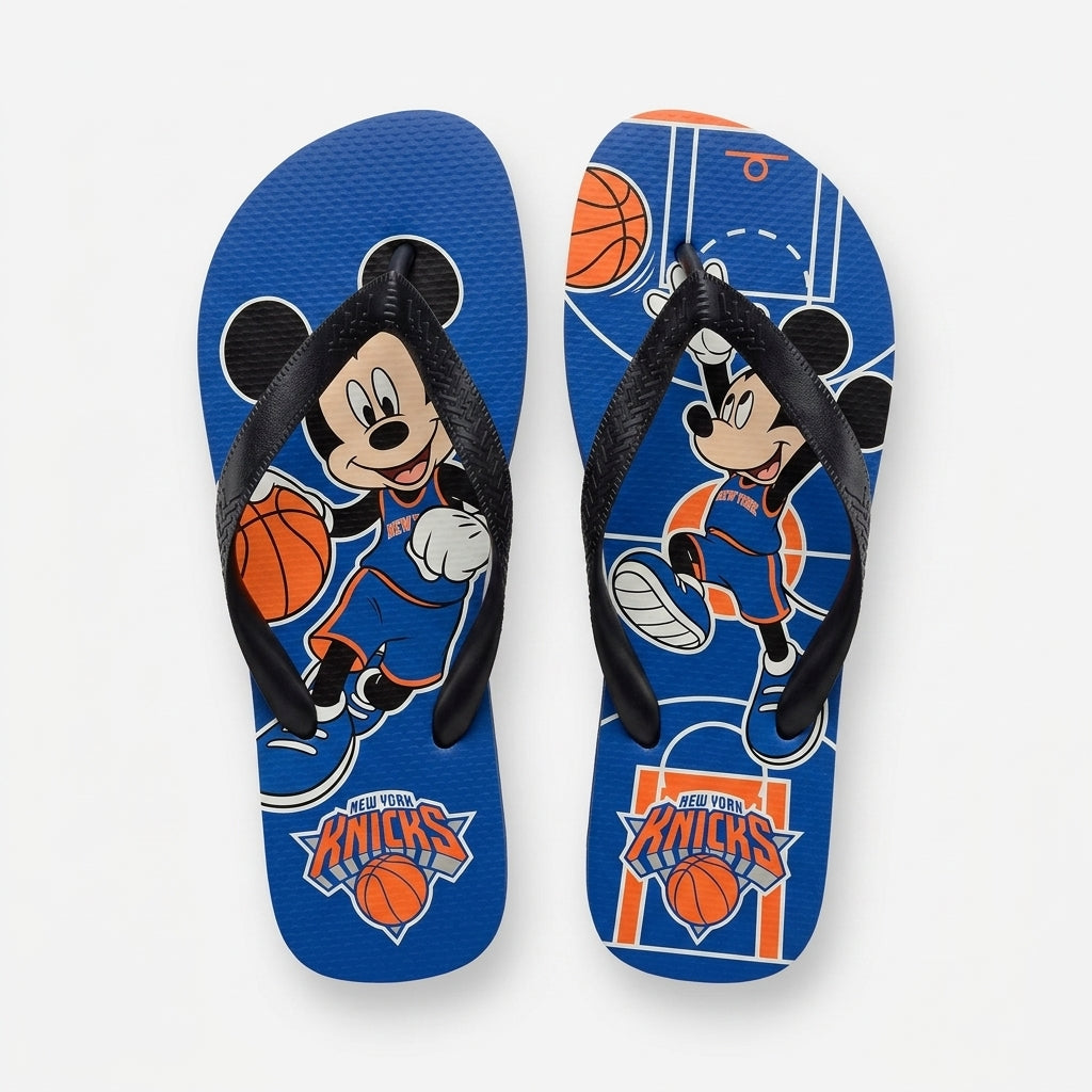 Cartoon Mouse Basketball Flip Flops — Sport Fan Sandals | 30 Teams Available - Custom Fan Apparel Image 4