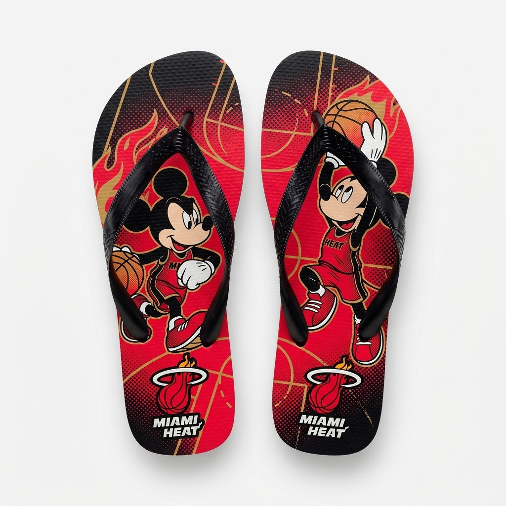 Cartoon Mouse Basketball Flip Flops — Sport Fan Sandals | 30 Teams Available - Custom Fan Apparel Image 13